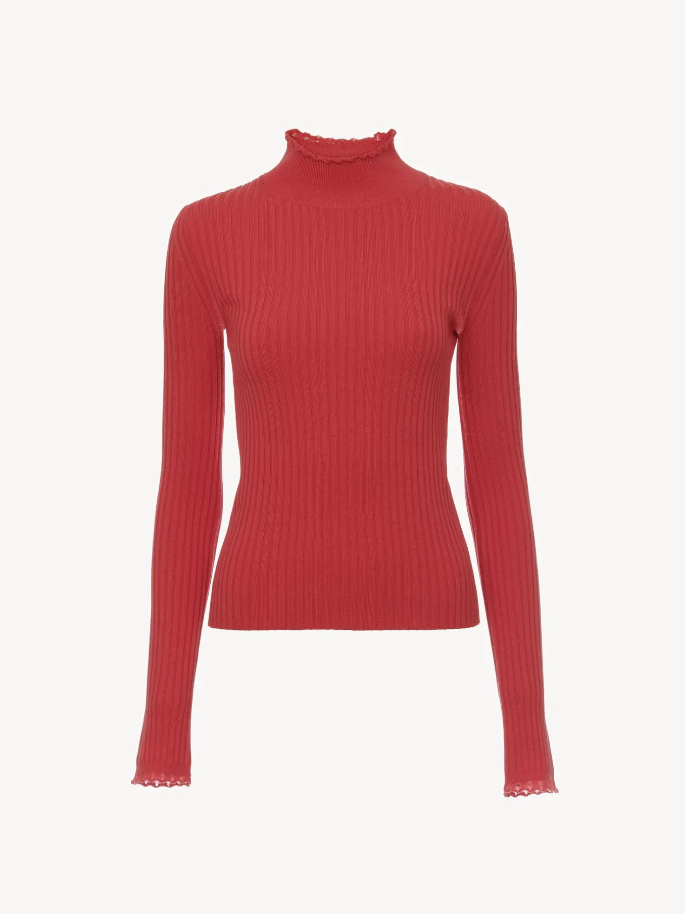 Maille-Chloé Pull Col Montant Pink Fizz