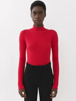 Maille-Chloé Pull Col Montant Pink Fizz