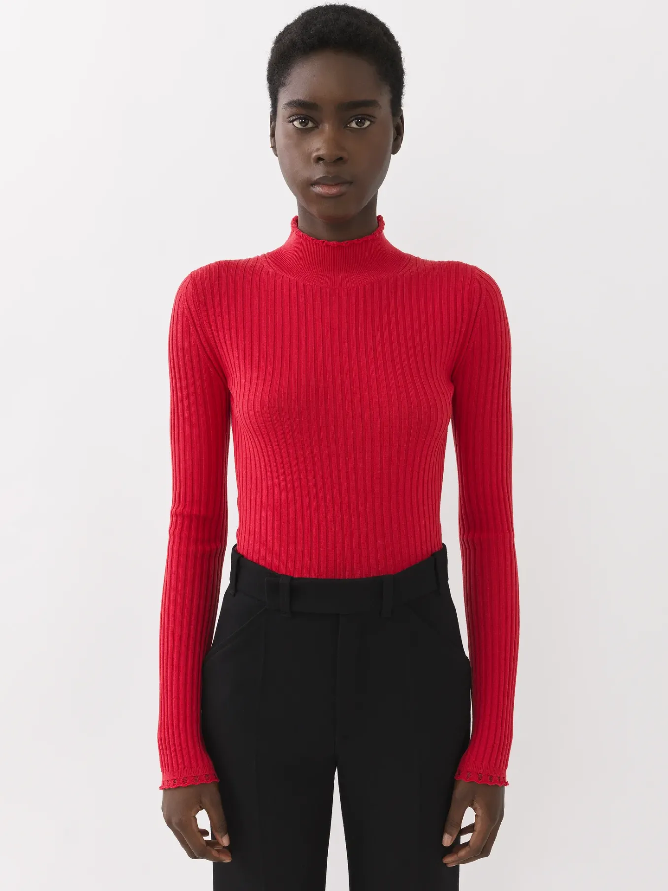 Maille-Chloé Pull Col Montant Pink Fizz