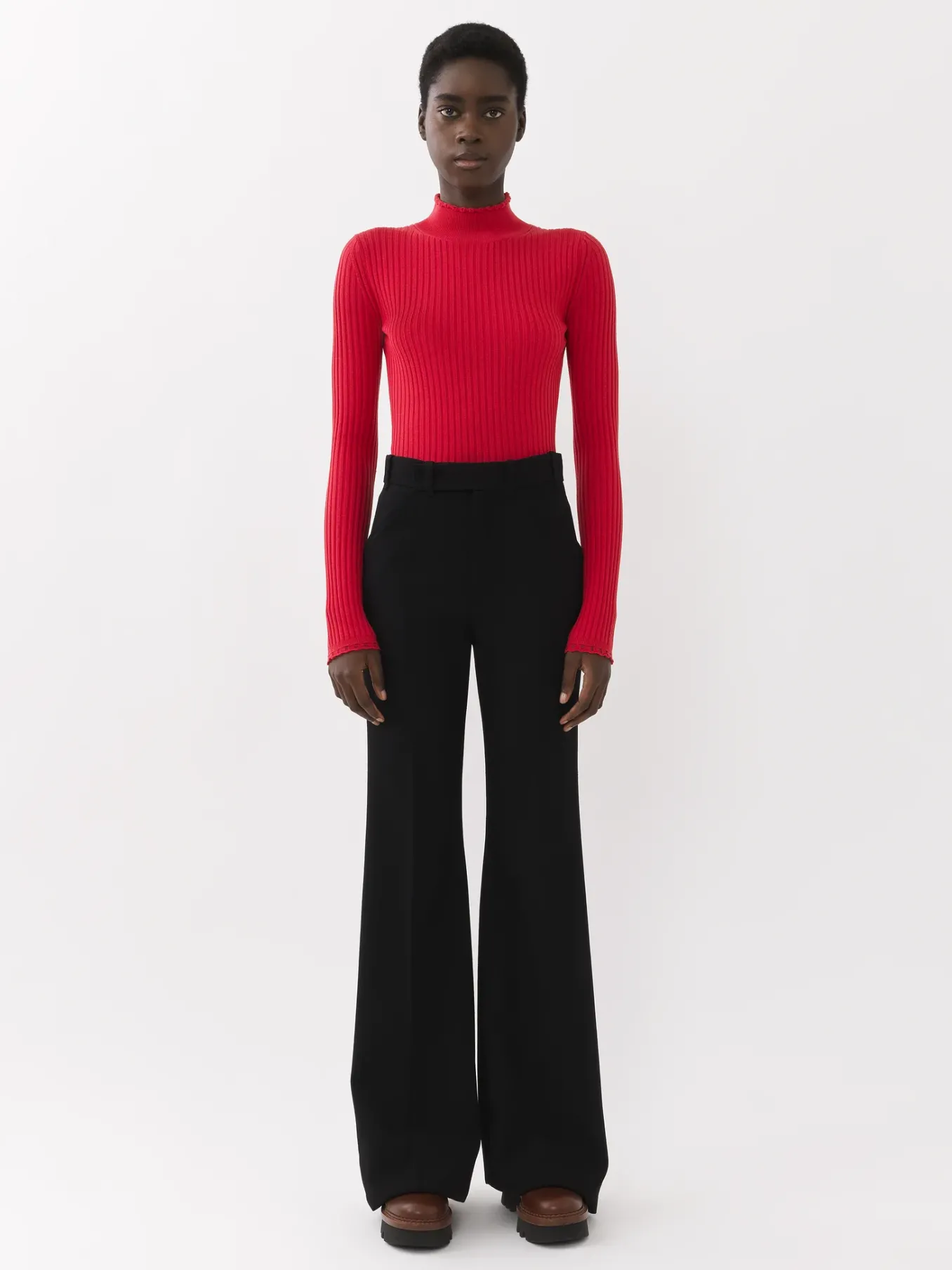 Maille-Chloé Pull Col Montant Pink Fizz