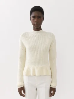 Maille-Chloé Pull Col Montant A Basque Iconic Milk