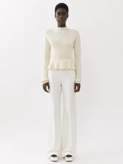 Maille-Chloé Pull Col Montant A Basque Iconic Milk