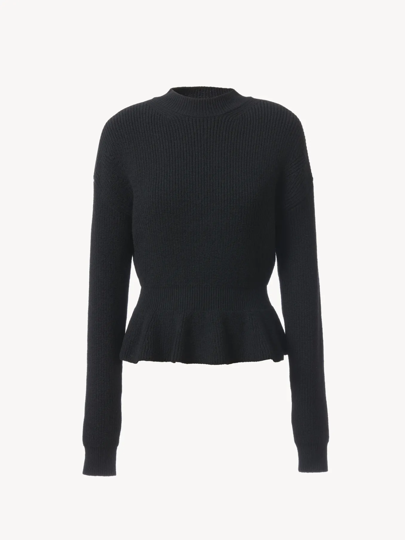 Maille-Chloé Pull Col Montant A Basque Noir