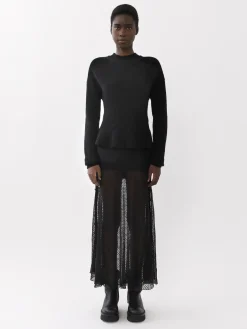 Maille-Chloé Pull Col Montant A Basque Noir