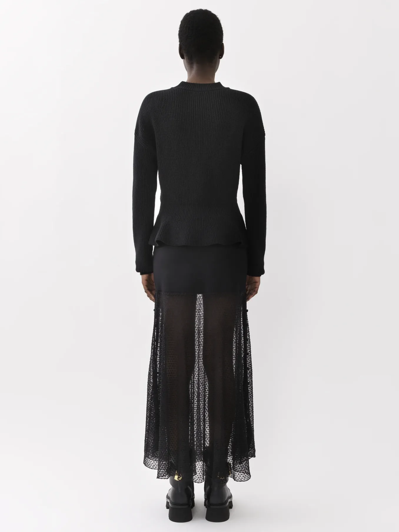 Maille-Chloé Pull Col Montant A Basque Noir