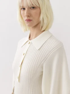 Maille-Chloé Pull Col Polo Iconic Milk