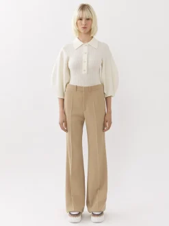 Maille-Chloé Pull Col Polo Iconic Milk