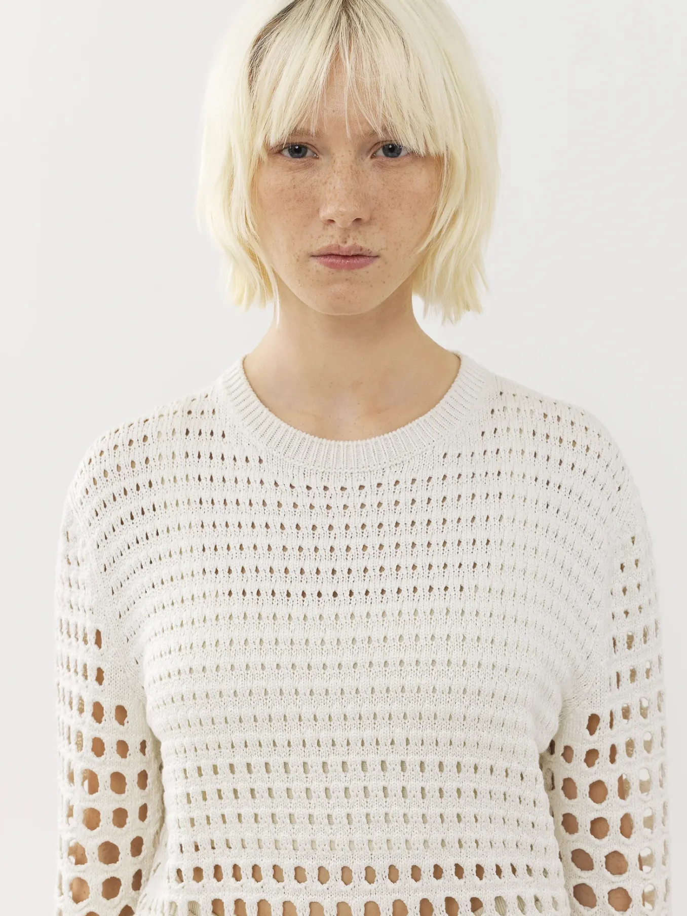 Maille-Chloé Pull Col Rond Blanc