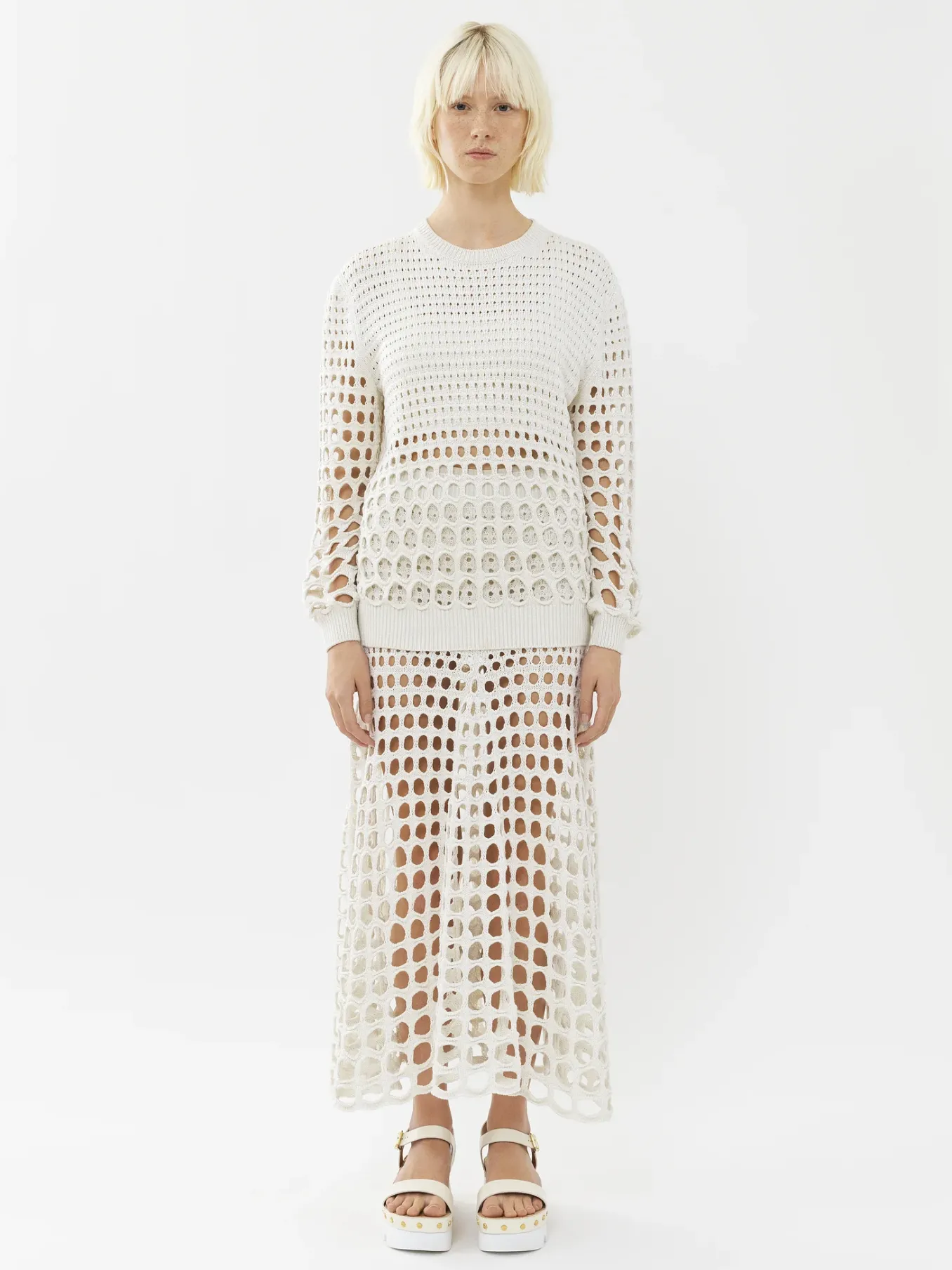 Maille-Chloé Pull Col Rond Blanc