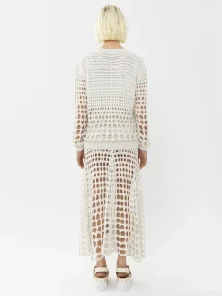 Maille-Chloé Pull Col Rond Blanc