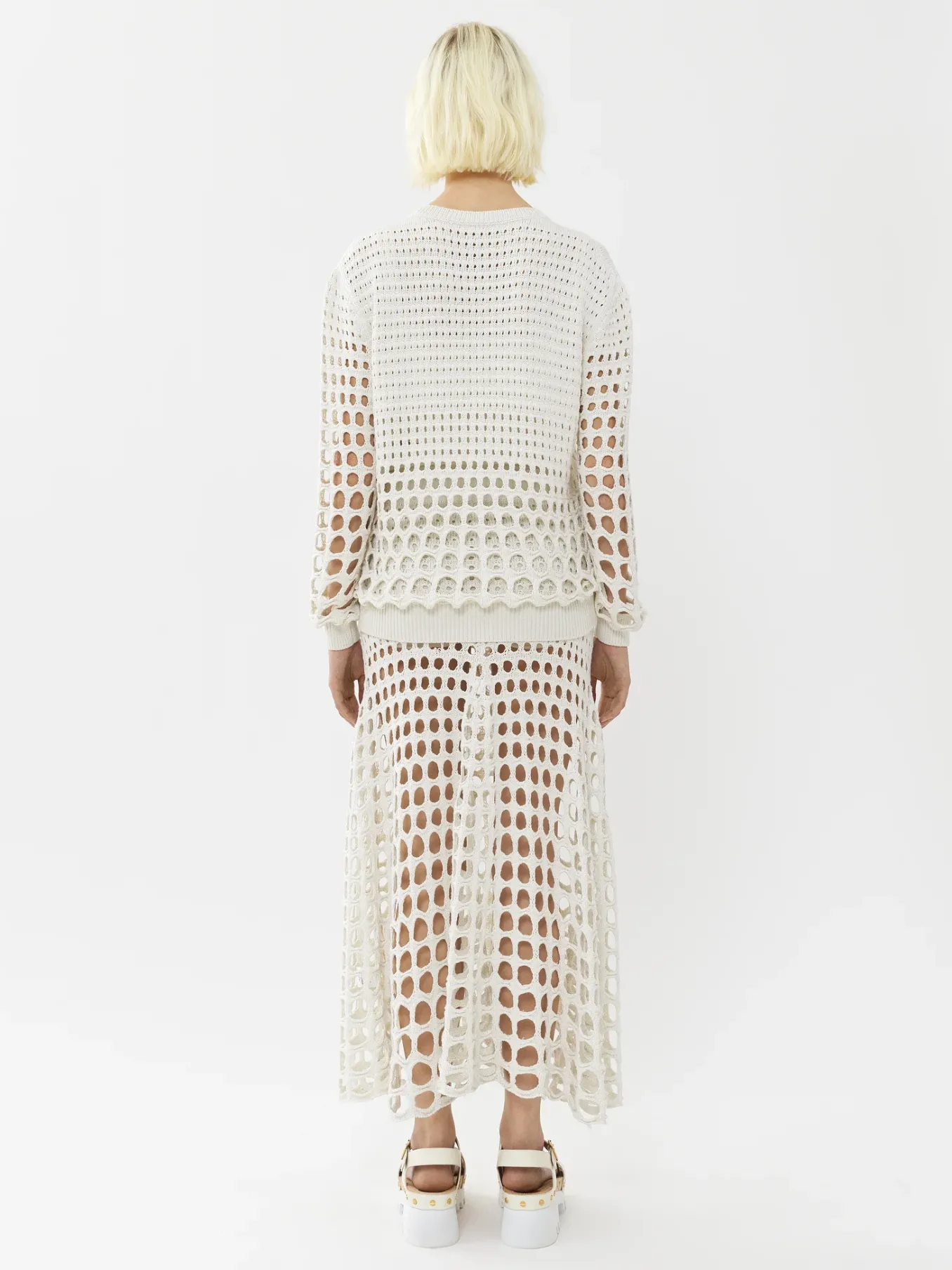 Maille-Chloé Pull Col Rond Blanc