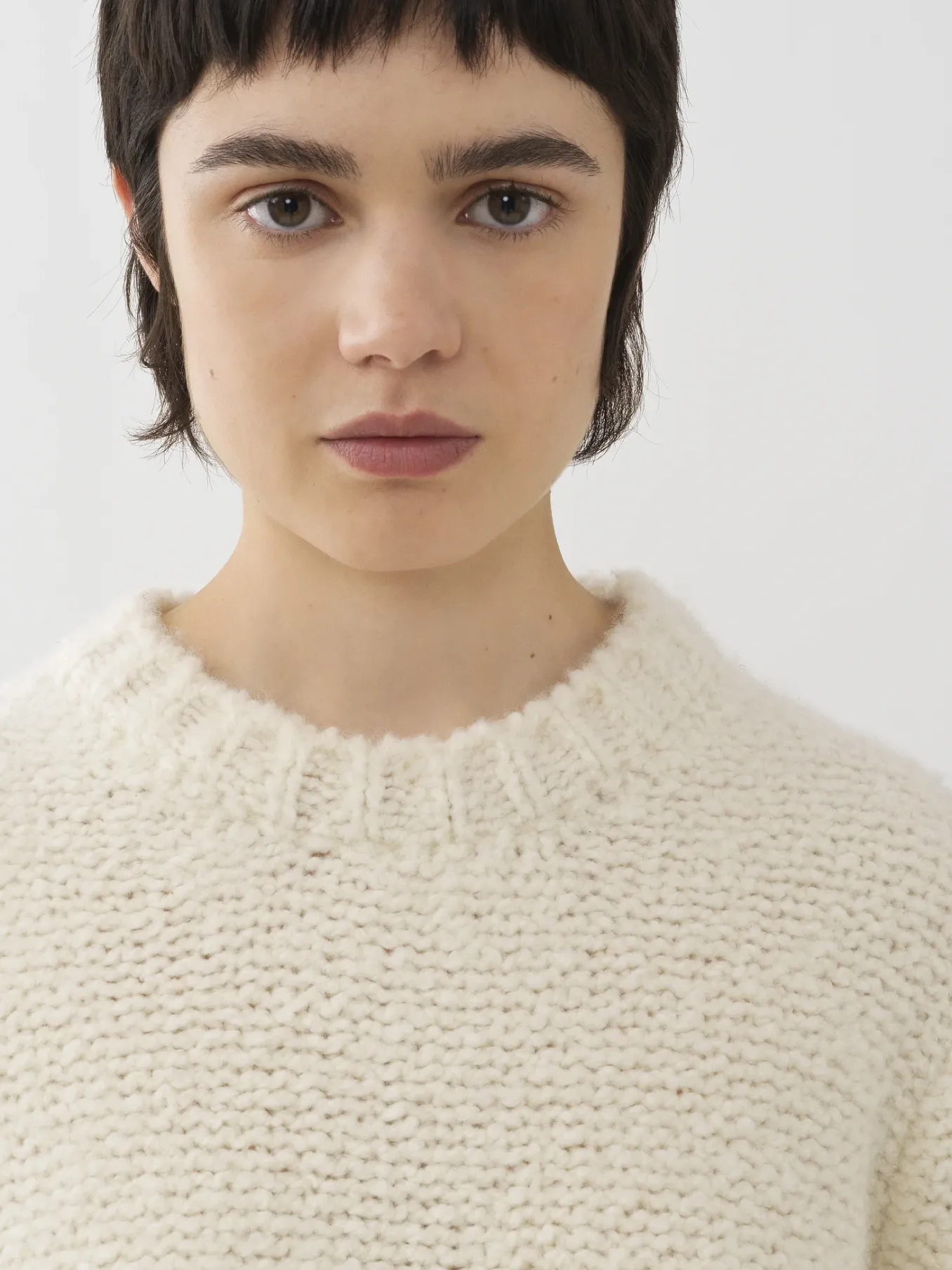 Maille-Chloé Pull Col Rond White Powder