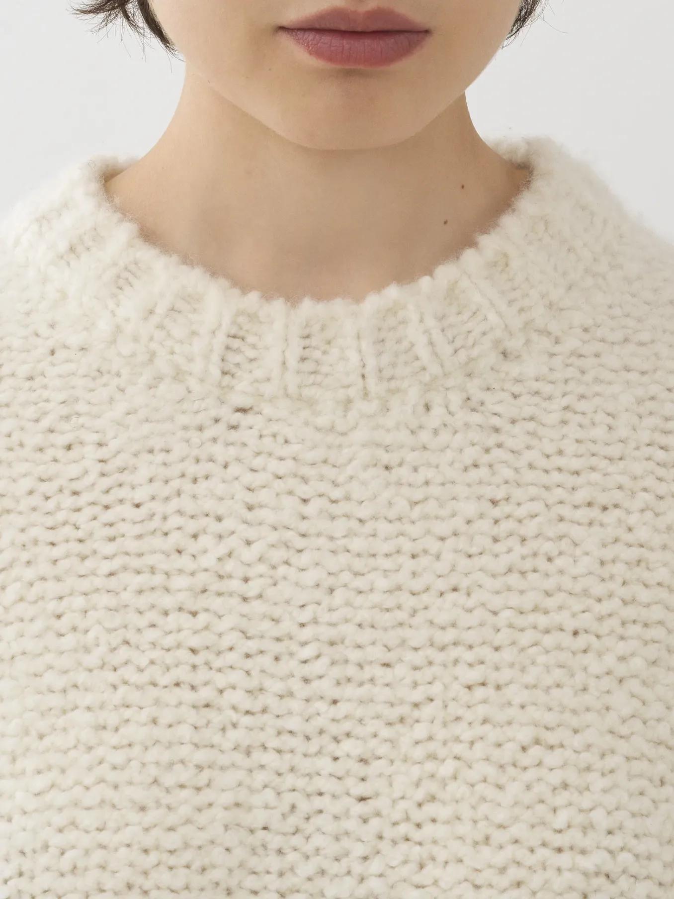 Maille-Chloé Pull Col Rond White Powder