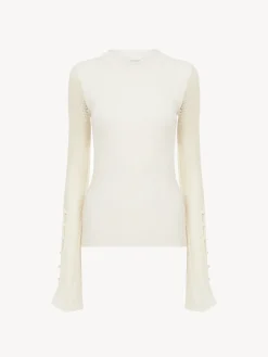 Maille-Chloé Pull Col Rond Ajuste Iconic Milk