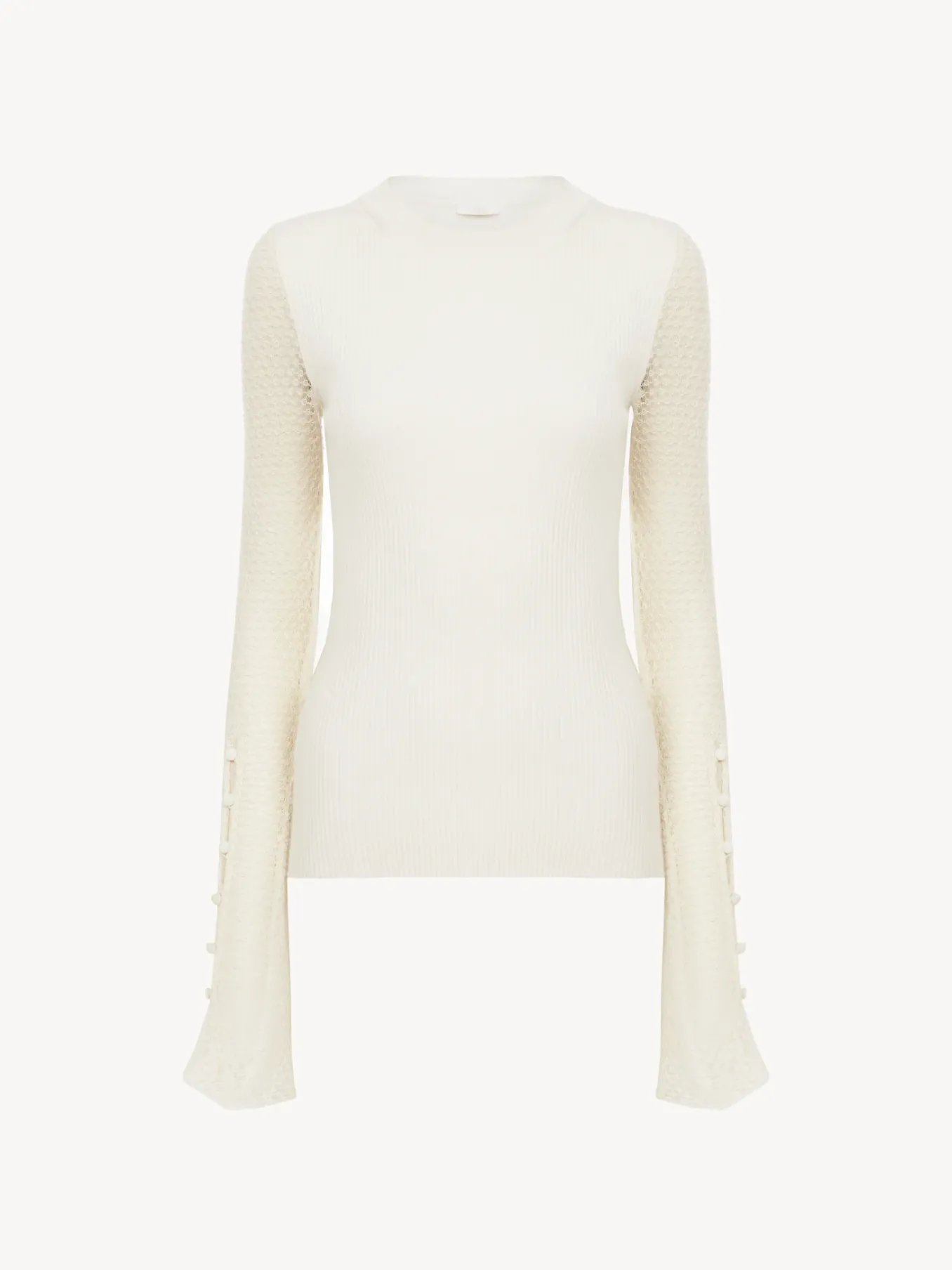 Maille-Chloé Pull Col Rond Ajuste Iconic Milk