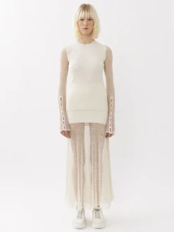 Maille-Chloé Pull Col Rond Ajuste Iconic Milk