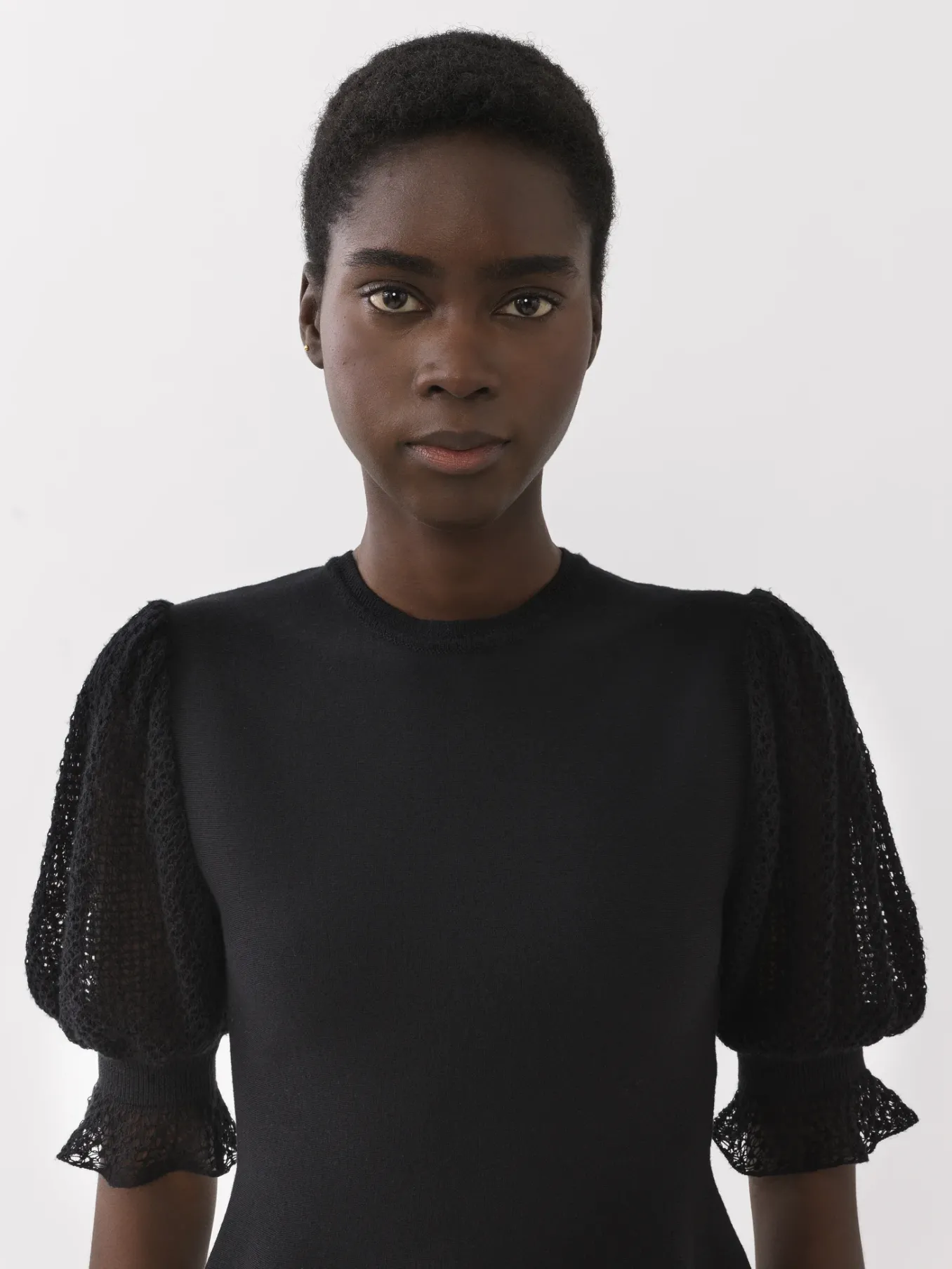 Maille-Chloé Pull Col Rond Court A Basque Noir