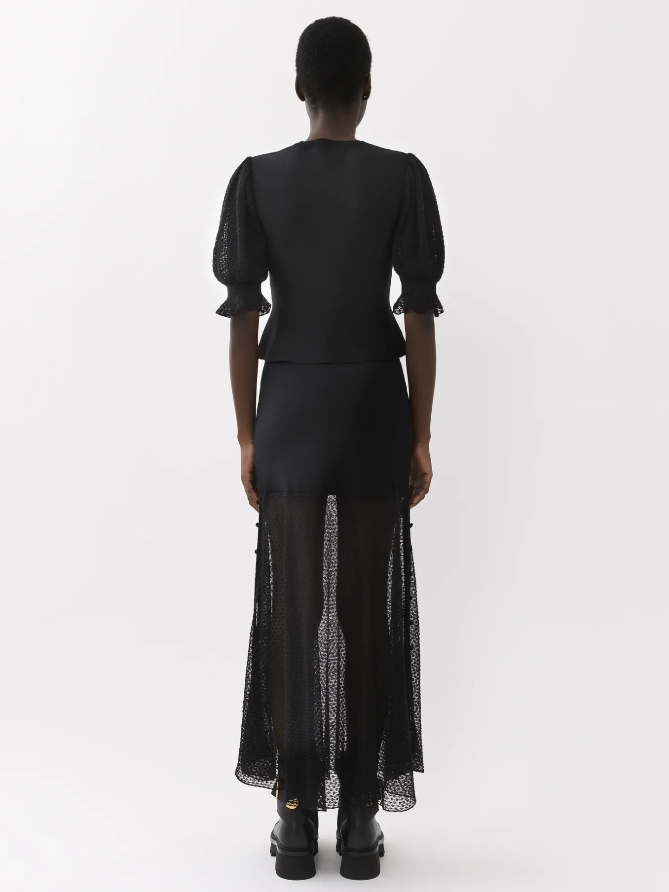 Maille-Chloé Pull Col Rond Court A Basque Noir