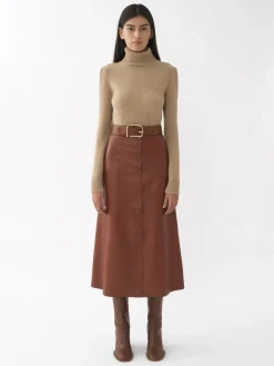 Maille-Chloé Pull Col Roule Pale Brown