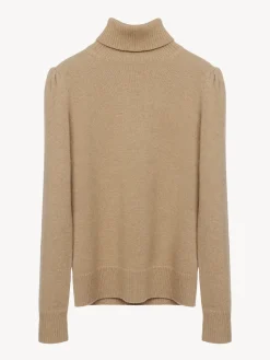 Maille-Chloé Pull Col Roule Pale Brown