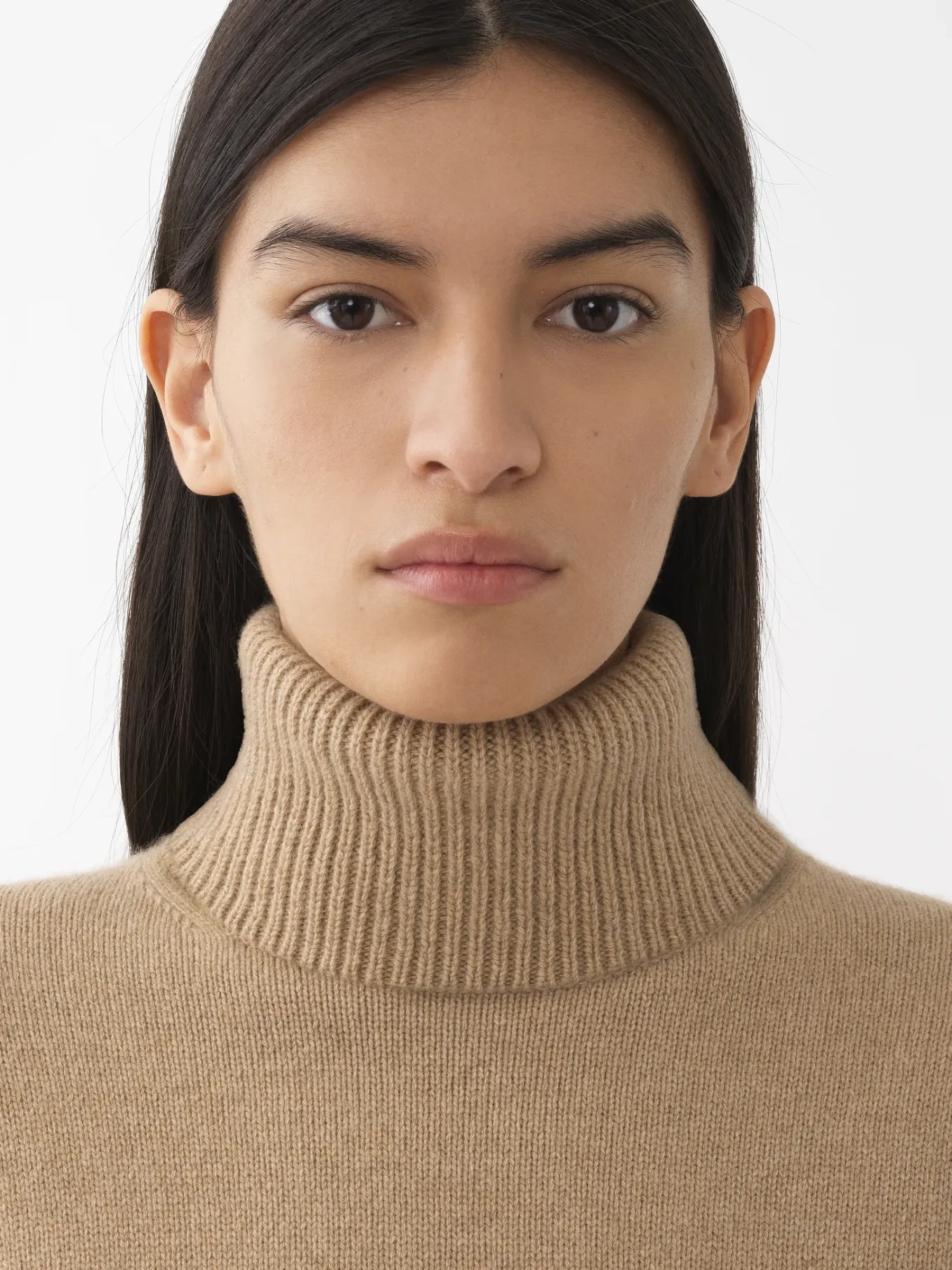 Maille-Chloé Pull Col Roule Pale Brown