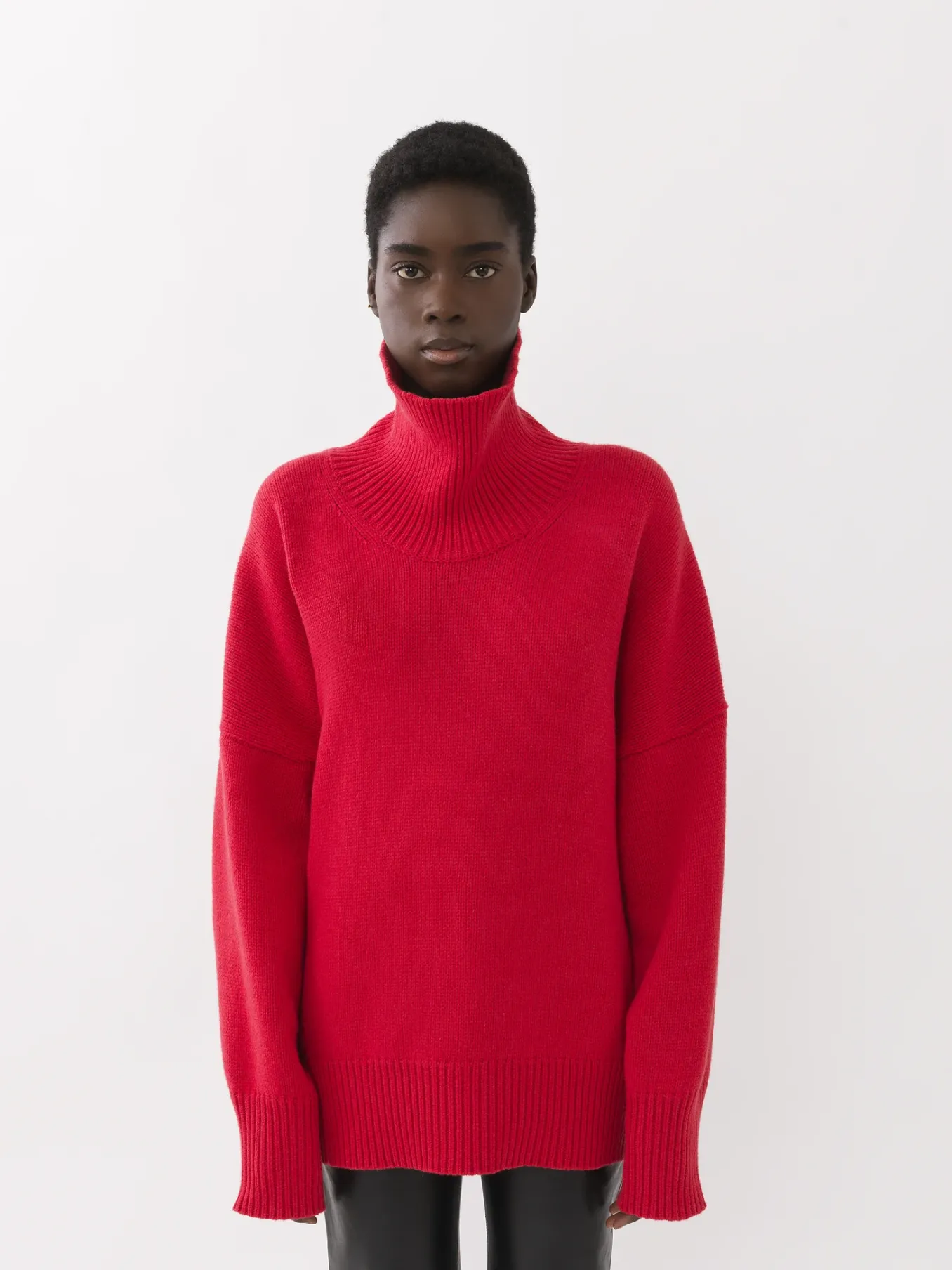 Maille-Chloé Pull Col Roule Ample Pink Fizz