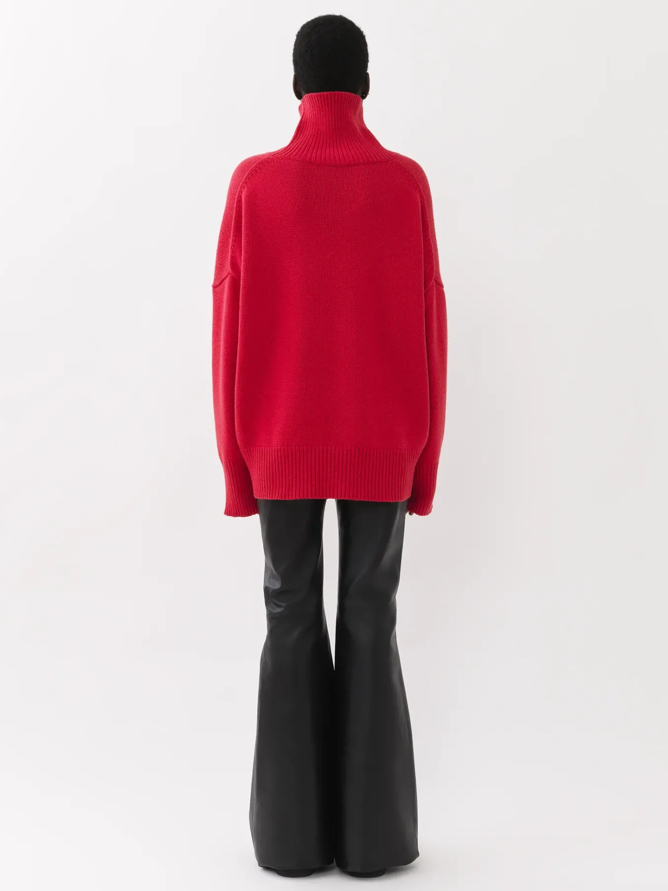 Maille-Chloé Pull Col Roule Ample Pink Fizz
