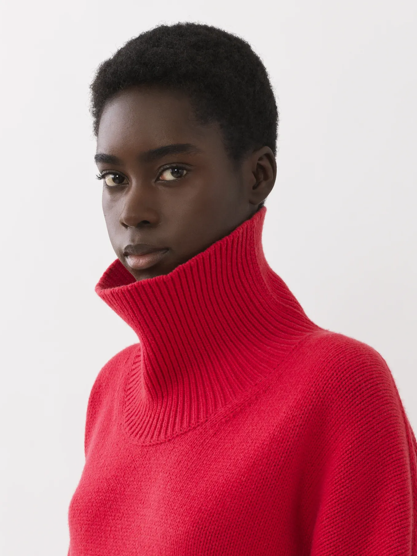 Maille-Chloé Pull Col Roule Ample Pink Fizz