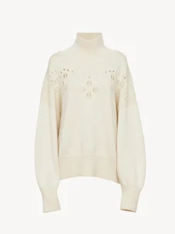 Maille-Chloé Pull Col Roule Ample Iconic Milk