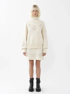 Maille-Chloé Pull Col Roule Ample Iconic Milk