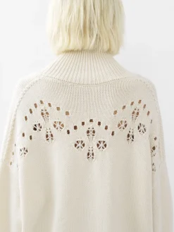 Maille-Chloé Pull Col Roule Ample Iconic Milk