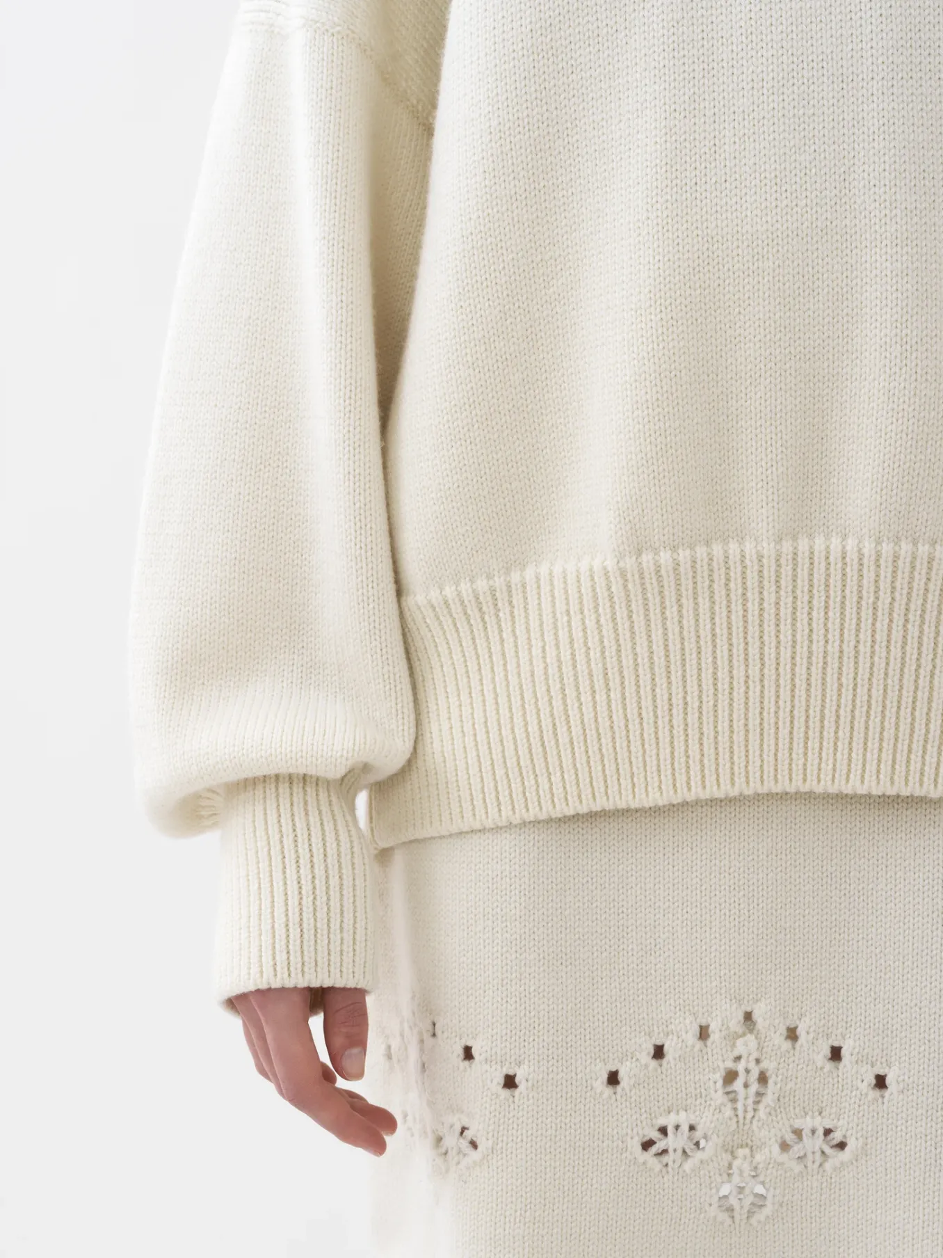 Maille-Chloé Pull Col Roule Ample Iconic Milk
