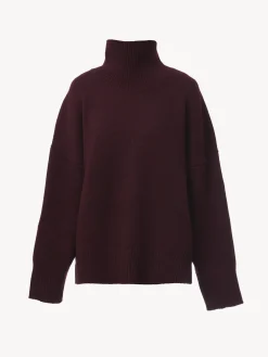 Maille-Chloé Pull Col Roule Ample Obscure Purple
