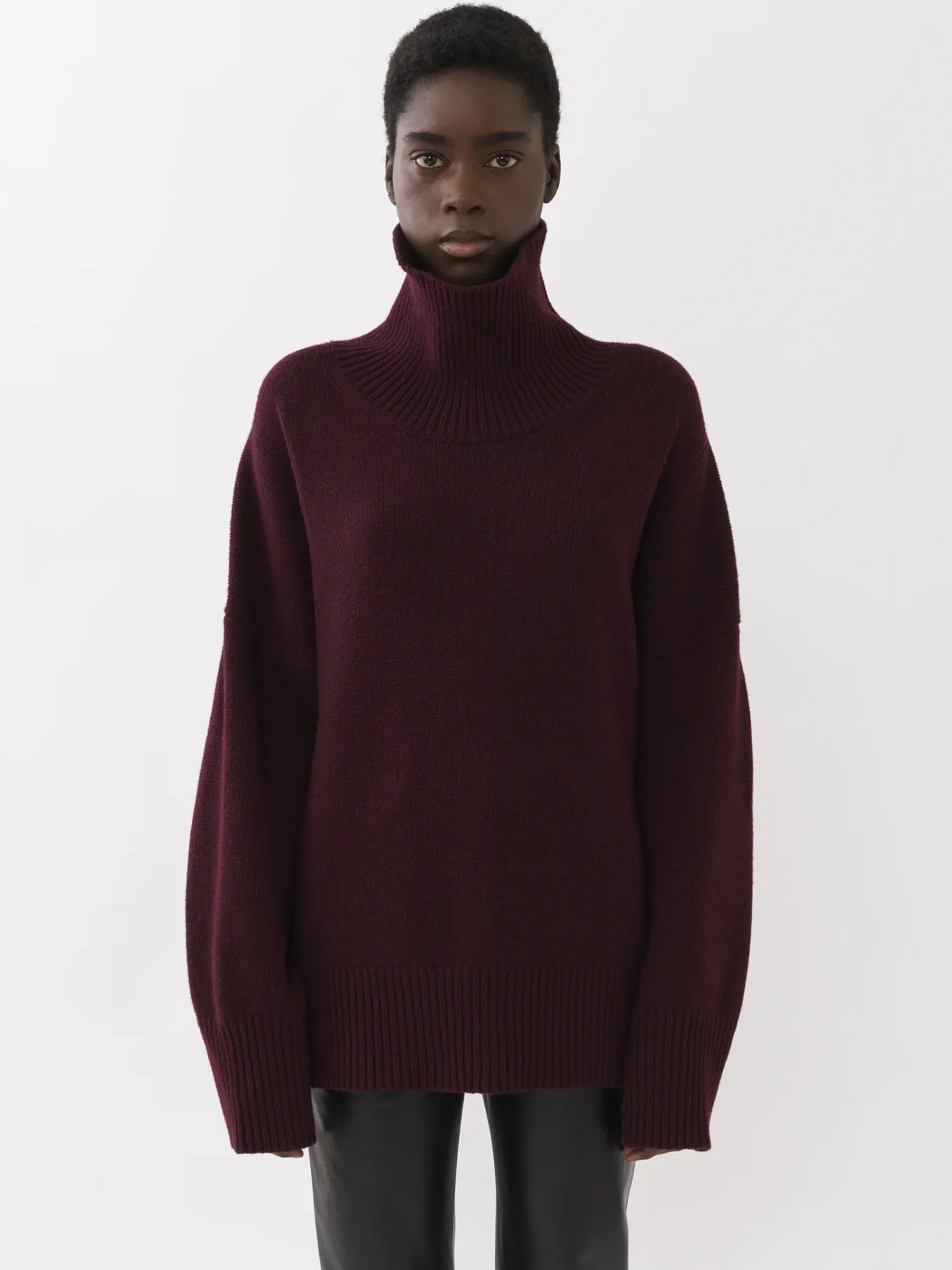 Maille-Chloé Pull Col Roule Ample Obscure Purple