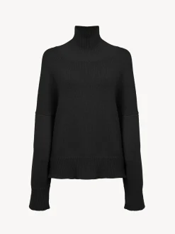 Maille-Chloé Pull Col Roule Oversize Noir