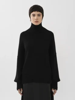 Maille-Chloé Pull Col Roule Oversize Noir