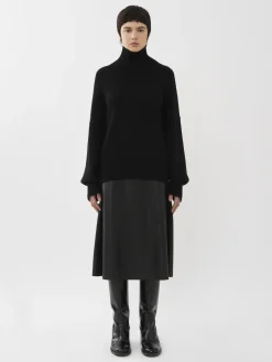 Maille-Chloé Pull Col Roule Oversize Noir