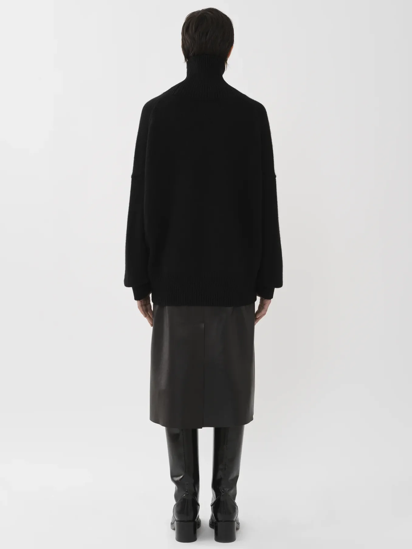 Maille-Chloé Pull Col Roule Oversize Noir