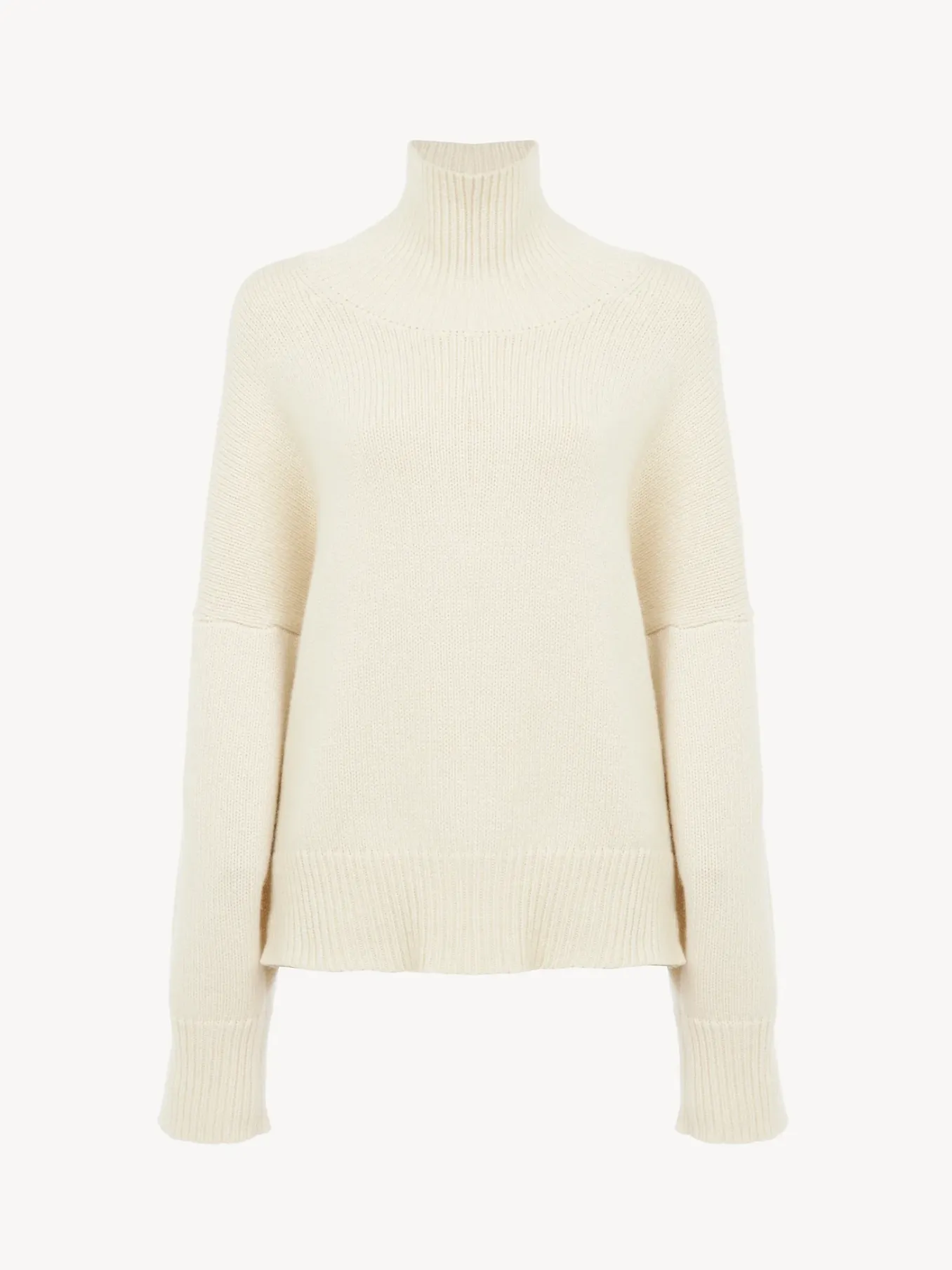 Maille-Chloé Pull Col Roule Oversize White Powder