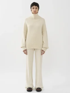 Maille-Chloé Pull Col Roule Oversize White Powder