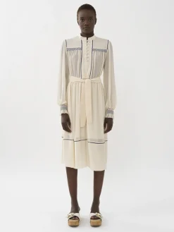 Vêtements-Chloé Robe A Smocks Antique White