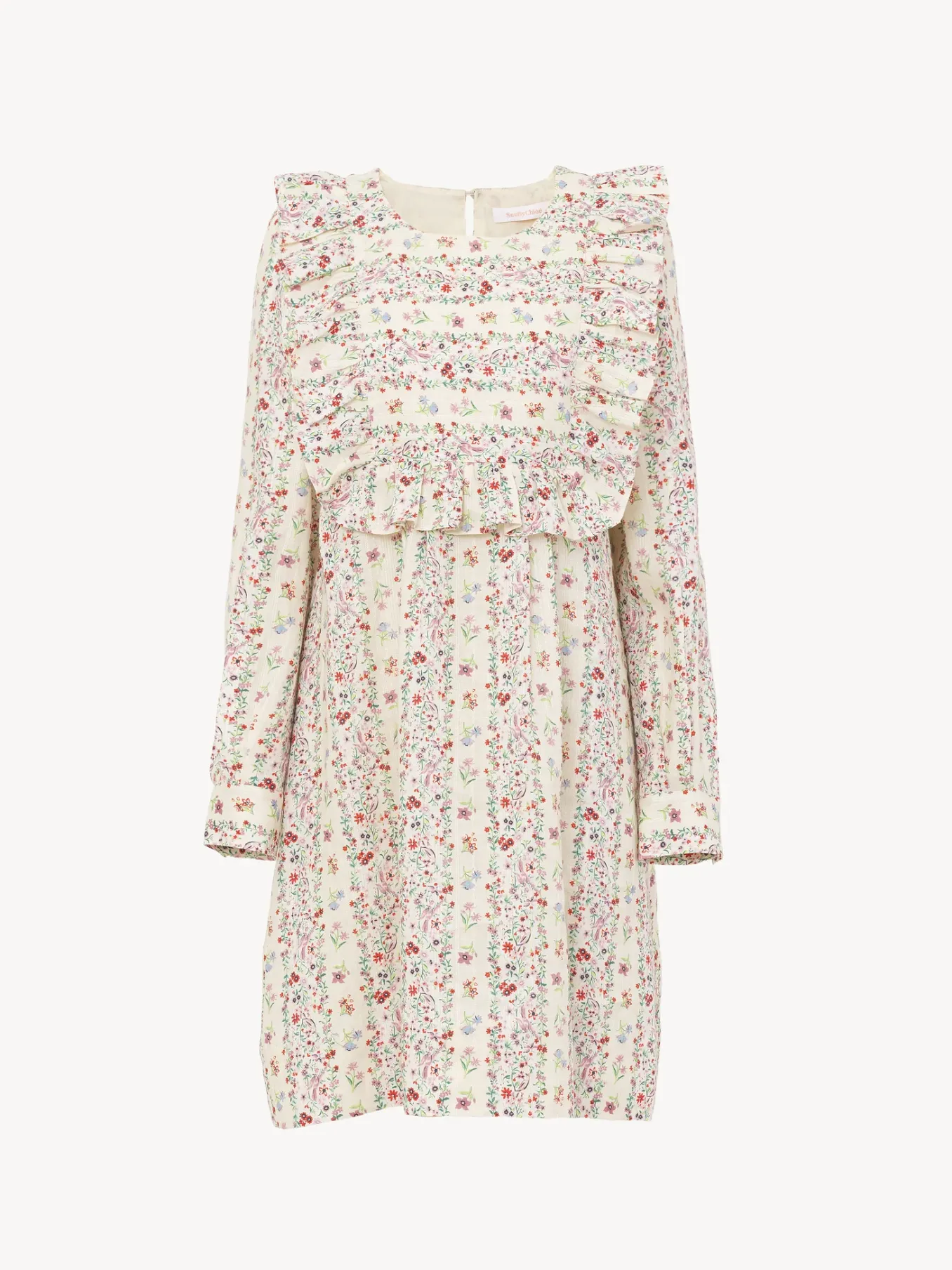 Vêtements-Chloé Robe Babydoll Volantee Multicolor White 2