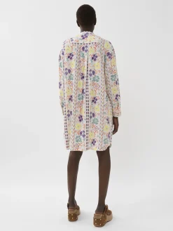 Vêtements-Chloé Robe Chemise Col Mao Multicolor White 1