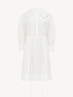 Vêtements-Chloé Robe Chemise Col-Trompe L'Oeil Whisper White