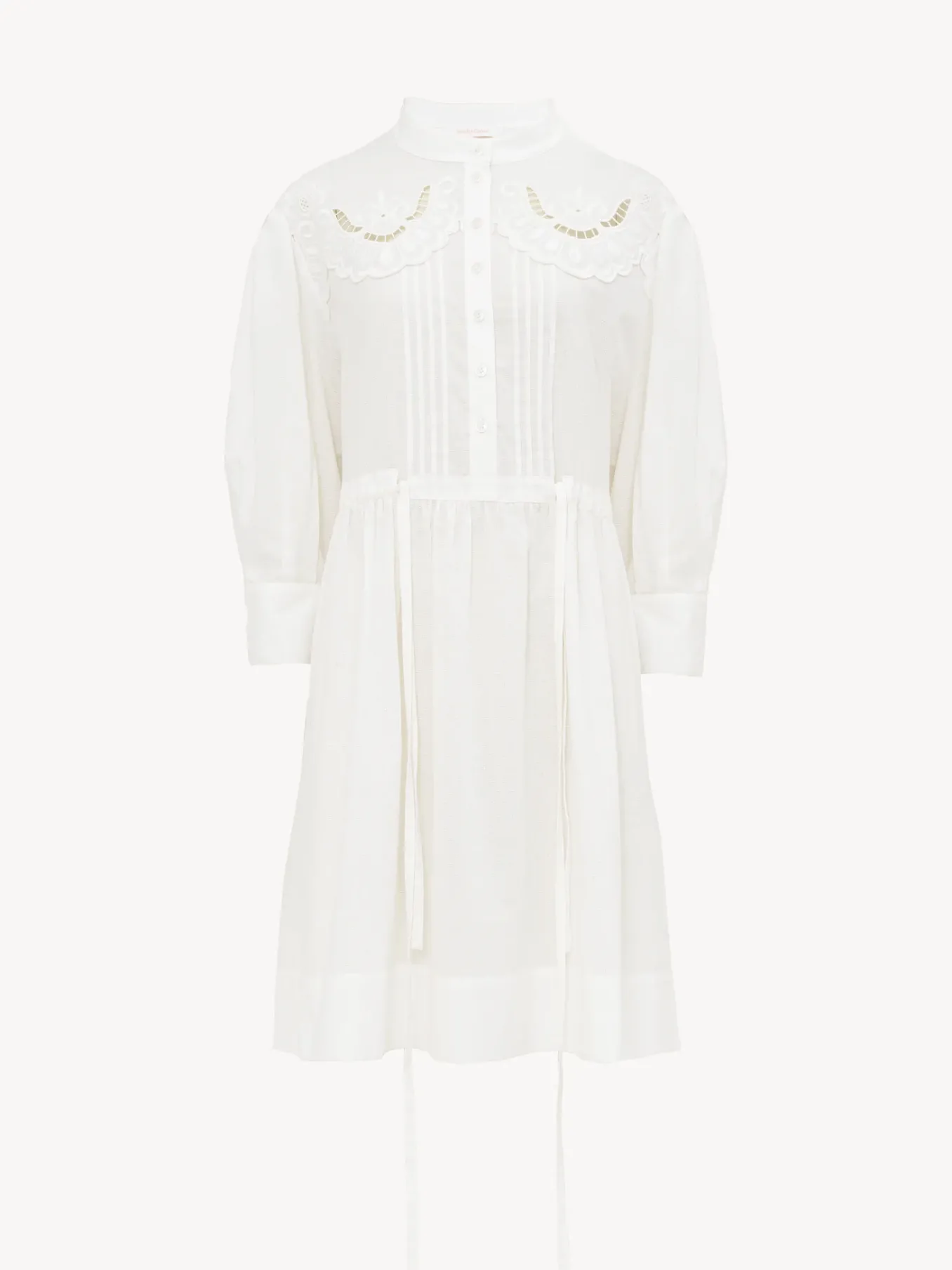 Vêtements-Chloé Robe Chemise Col-Trompe L'Oeil Whisper White