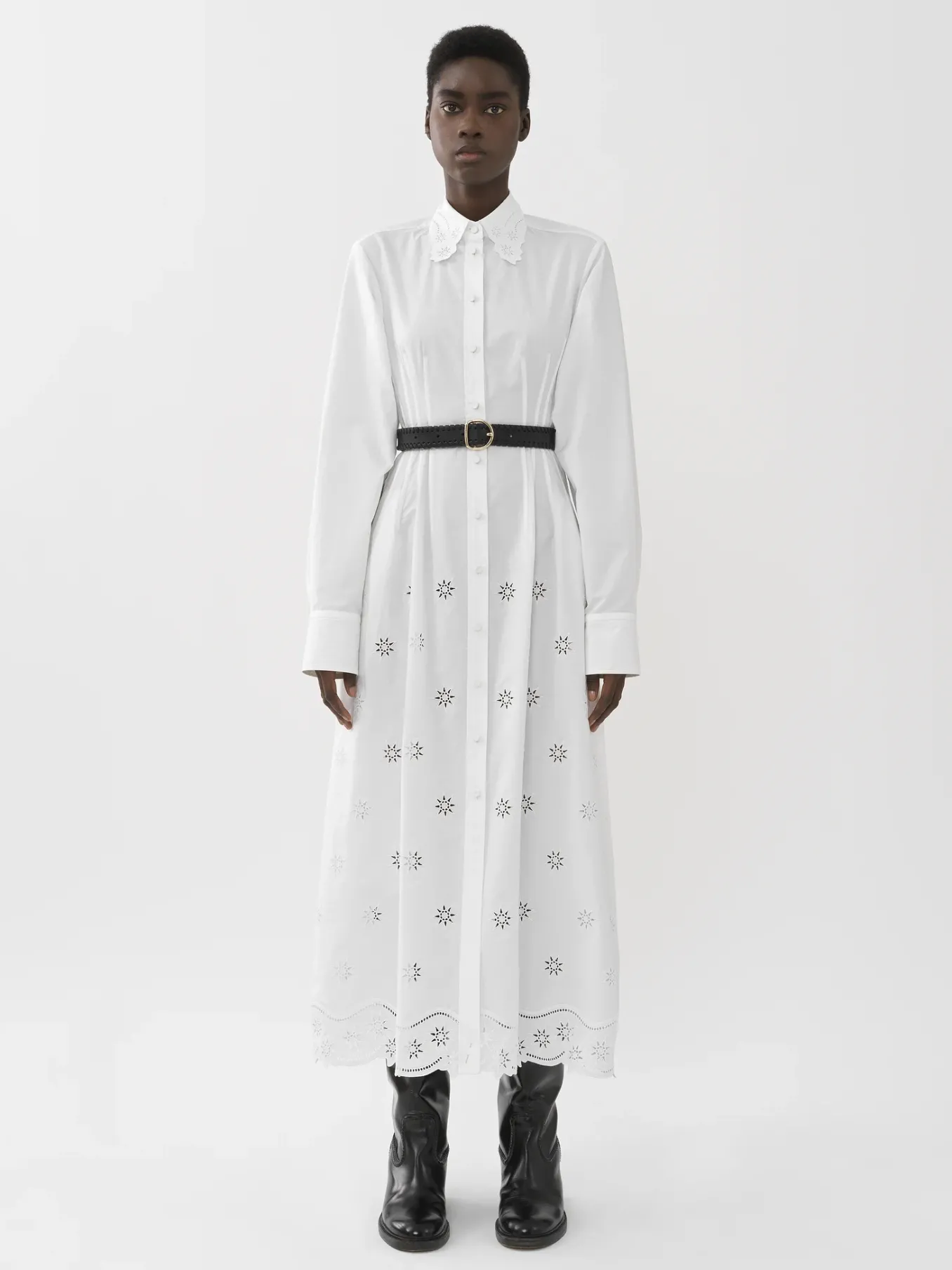 Robes-Chloé Robe Chemise Longue Corset Blanc