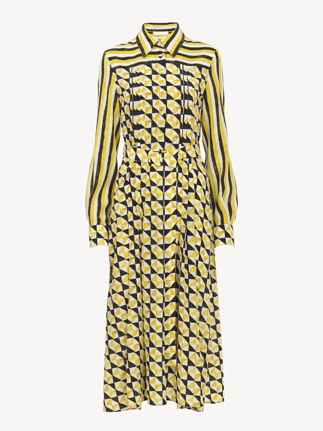 Robes-Chloé Robe Chemise Midi Ceinturee Multicolor 2