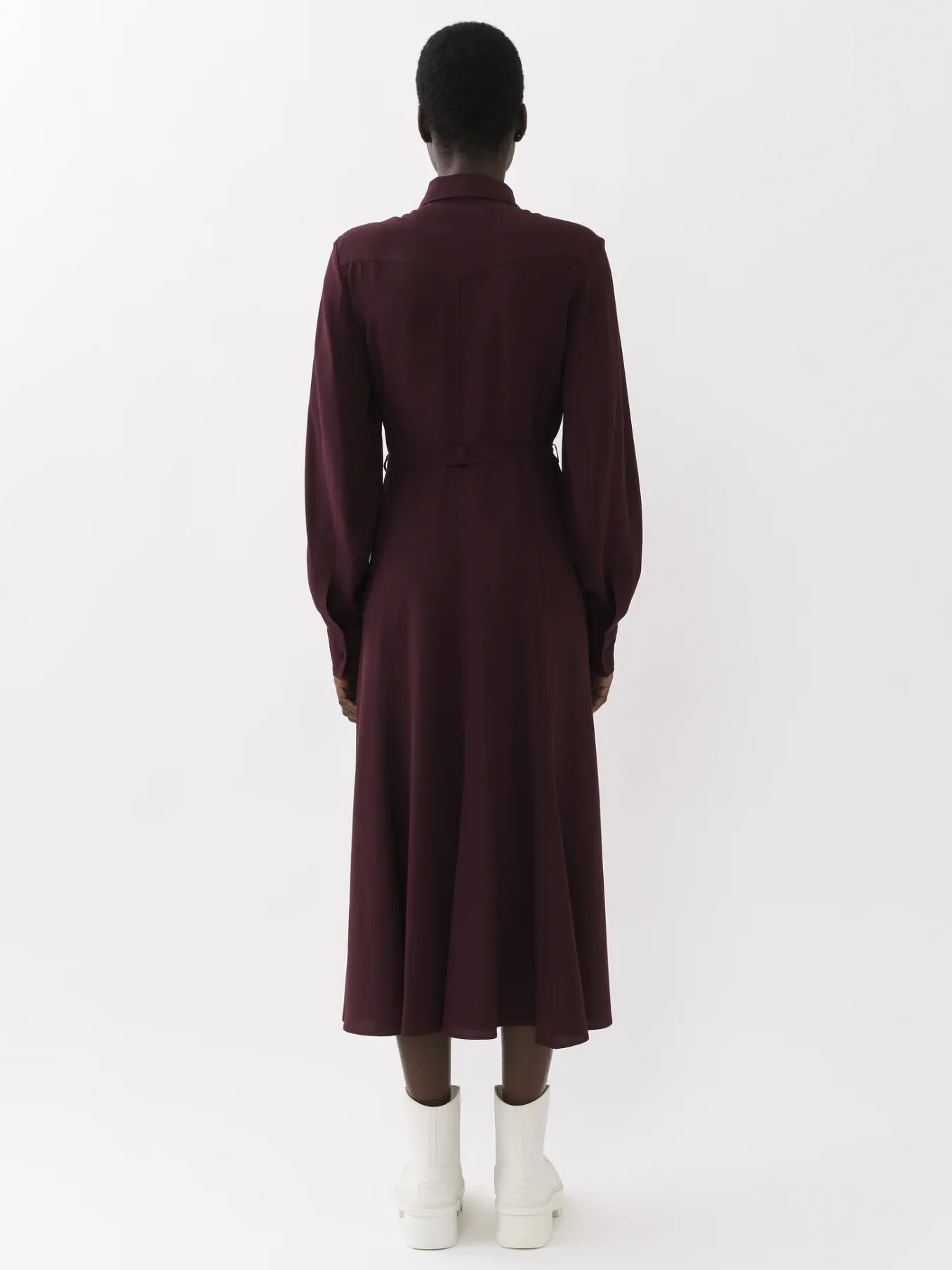 Robes-Chloé Robe Chemise Midi Ceinturee Obscure Purple