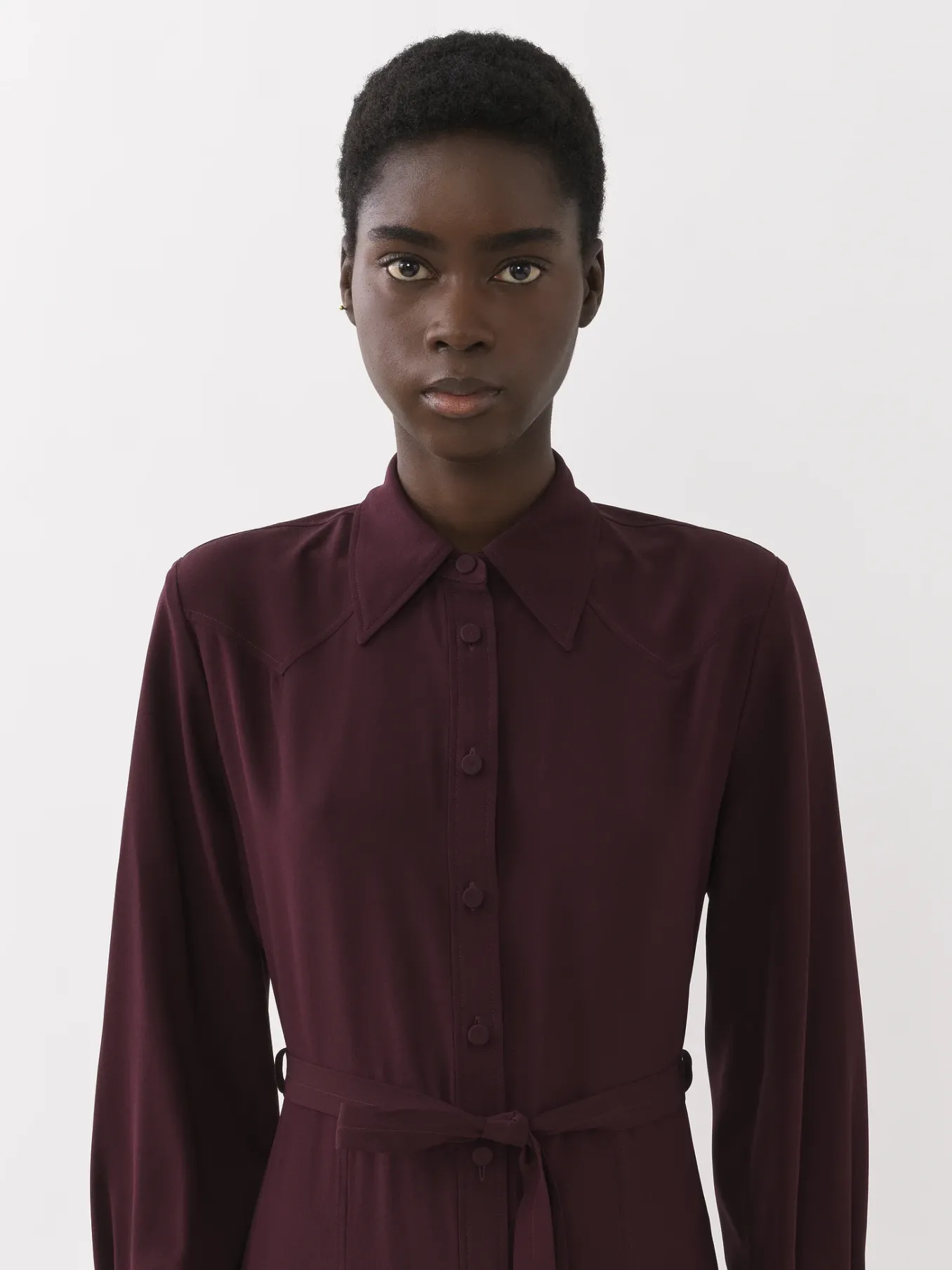 Robes-Chloé Robe Chemise Midi Ceinturee Obscure Purple