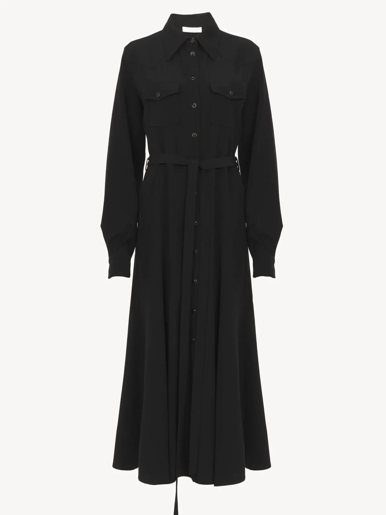 Robes-Chloé Robe Chemise Midi Ceinturee Noir